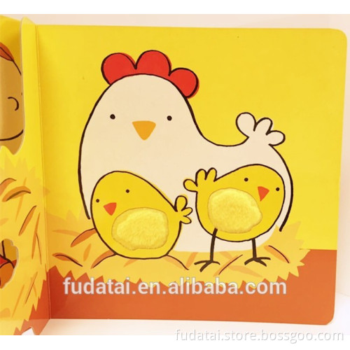 FDT customized eco-friendly and colorful animal soft touch and feel board book with hard cover